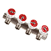 Коллектор ВН 3/4" VALTEC с вентилями на 4 выхода 1/2"